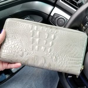 Brahmin flat zipper gator skin wallet NWOT